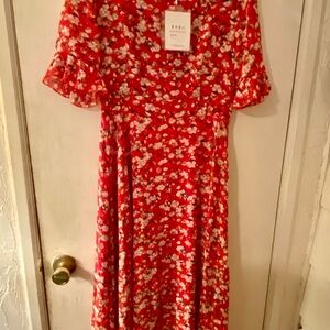 Floral Red Dress